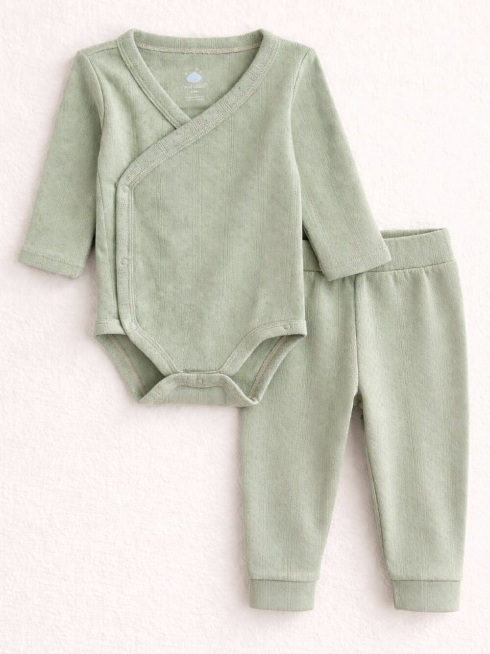 NWT Cloud Island Baby 2 Piece Outfit Set 6-9 Months Sage Green Soft Pointelle